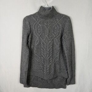 Veronica Beard Sweater Womens Small Gray Turtleneck Wool Blend Cable Knit Heavy